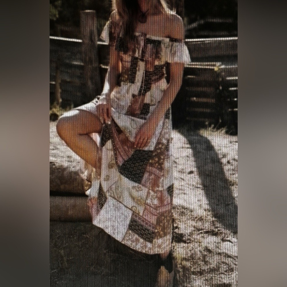 NEW Z Supply Veda Off Shoulder Midi Dress Country Cowgirl Patchwork Boho Women M